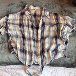 Plaid Button-Up crop